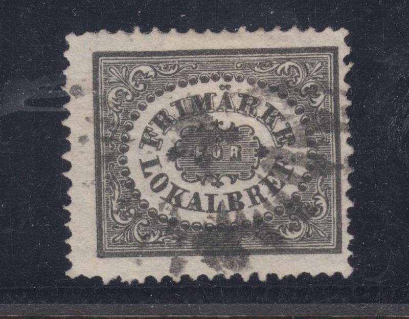 Sweden Sc LX1a used. 1856 3o gray black City Postage on thin paper, sound 