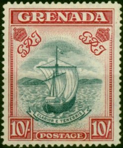 Grenada 1943 10s Slate-Blue & Bright Carmine SG163b P.14 Narrow Fine MNH