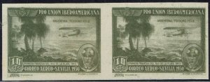 SPAIN 1930 AMERICA AIRMAIL 10C IMPERF PROOF PAIR MNH **