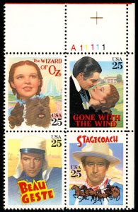 2445-48  25c CLASSIC FILMS Plate Block of 4 Mint NH OG VF