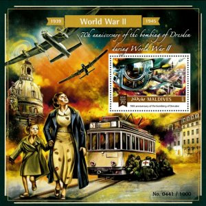 Maldives 2015 - World War II, Bombing of Dresden, 70 Years - Souvenir Sheet MNH