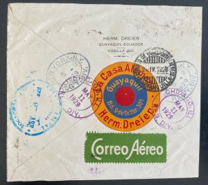 1932 Guayaquil Ecuador Airmail Cover To Chicago IL Usa Advertising Seal