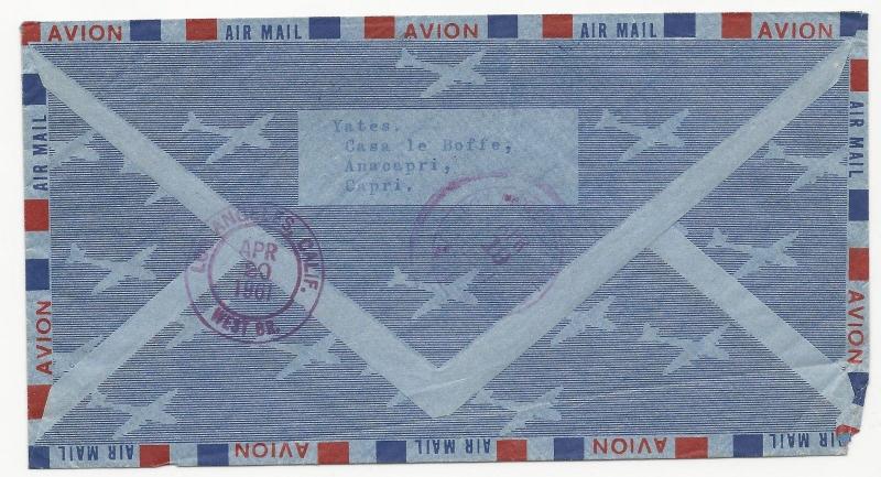 Italy Scott #834 Tied on Aerogram Registered Cover 1961