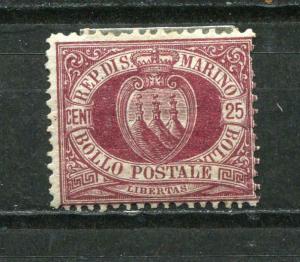 San Marino 1877 Sc 13 Mi 7  25 c maroon MH Signed  CV $175 SKU 916