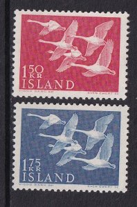 Iceland    #298-299  MNH    1956  whooper swans  Nordic countries