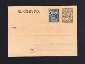 COLOMBIA: 20c Olive Mint AIR MAIL Letter Card