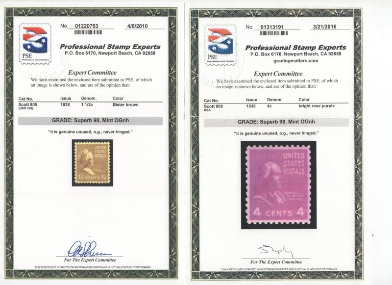 US #803-#834 ALL MINT NH. 19 Graded Stamps. SMQ + SCV $2142.85