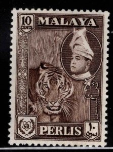 MALAYA  Perlis  Scott 34  MH*  10c Brown Tiger stamp