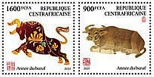 Central Africa - 2020 Chinese Year of the Ox - 2 Stamp Set - CA200626a