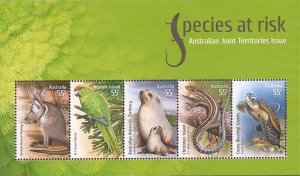 Australia - 2009 Endangered Wildlife, Skink, Turtle - 5 Stamp Sheet Scott #3131