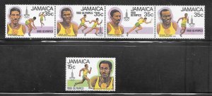 Jamaica #489-90 MNH Olympic Winners Set of 5 Collection / Lot (14578)