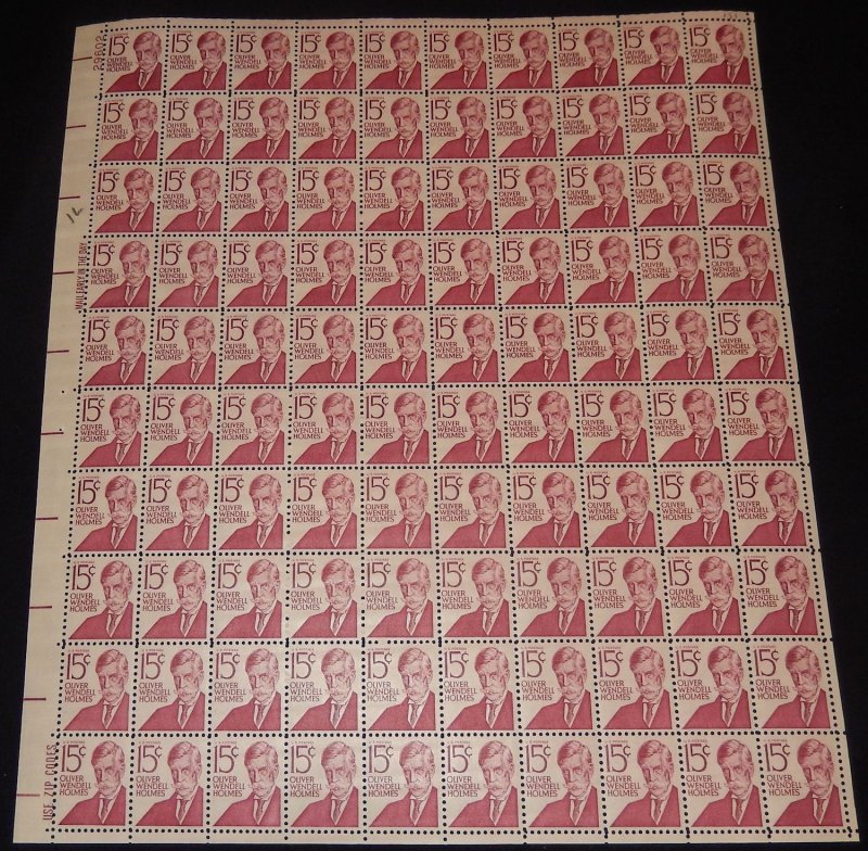 MALACK 1288 15c Oliver Holmes, Full Sheet, F/VF OG N..MORE.. sheet1288