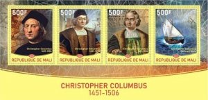 Stamps. Ships. Exploers.Christopher Columbus  2022 year 1+1 sheets perf Mali