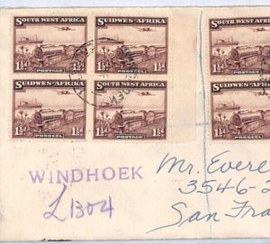 SOUTH WEST AFRICA KGVI Cover 1½d BLOCKS Windhoek DIRECTOR POSTS 1937 OVAL YR101