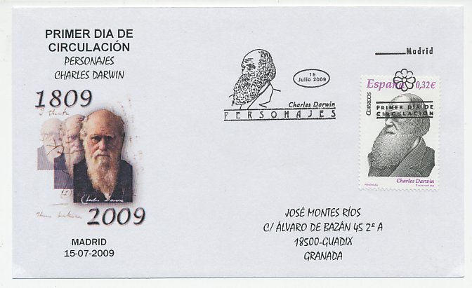 Cover / Postmark Spain 2009 Charles Darwin