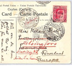 CEYLON KEVII Postcard *NATIVE BANTIQUES* Ethnic PPC FINLAND Tampere 1909 PJ164