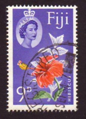 Fiji 1963 SG315 9d Blue/Red Hibiscus & QEII Head FU