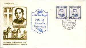 Philippines FDC 1955 - Father Jose Burgos - 2x10c Stamp - Pair - F43616