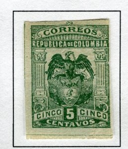 COLOMBIA; 1902 early Coat of Arms issue IMPERF fine Mint hinged 5c. value