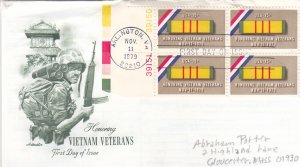 1979, Honoring Vietnam Veterans, Block/4, FDC, Artmaster (E10660)