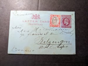 1902 British Transvaal South Africa Letter Card Cover to Kitzingen Germany