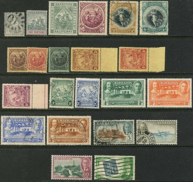 Barbados Sc #51 // 232 1875-1952 23 Verschiedene Bessere Briefmarken Mint &