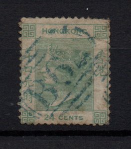 Hong Kong 1862 24c green (no WMK) SG5 fine used WS30676