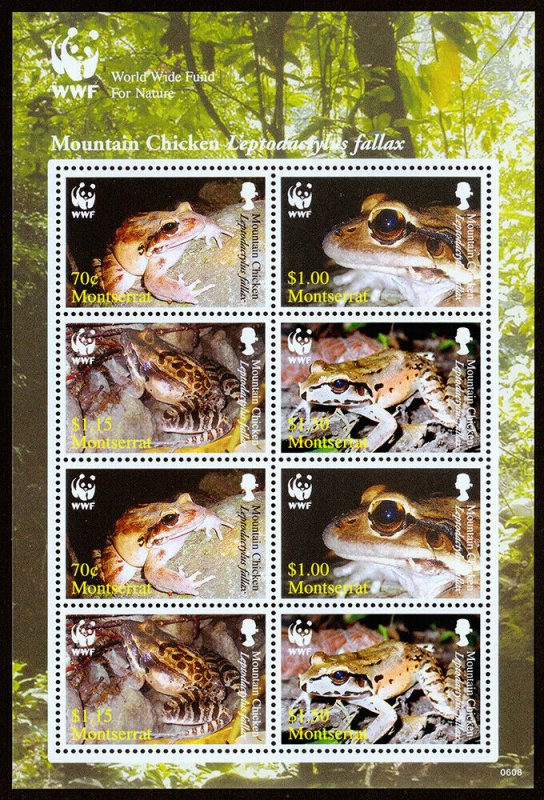 Montserrat Scott 1159 (2006) World Wildlife Fund, Frogs Sheet, Mint NH VF C