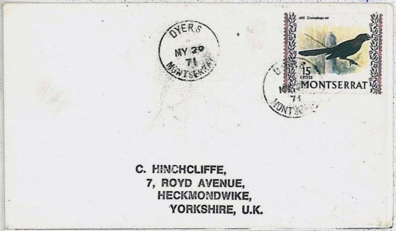 birds POSTAL HISTORY  cover  -  MONSERRAT 1971 : DYERS