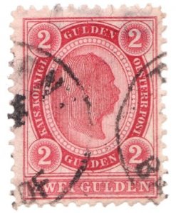 1890 Austria Sc #64 - 2 guiden - Emperor Franz Josef - VF used stamp Cv$24