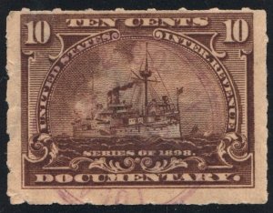 R168 10¢ Documentary Stamp (1898) Used