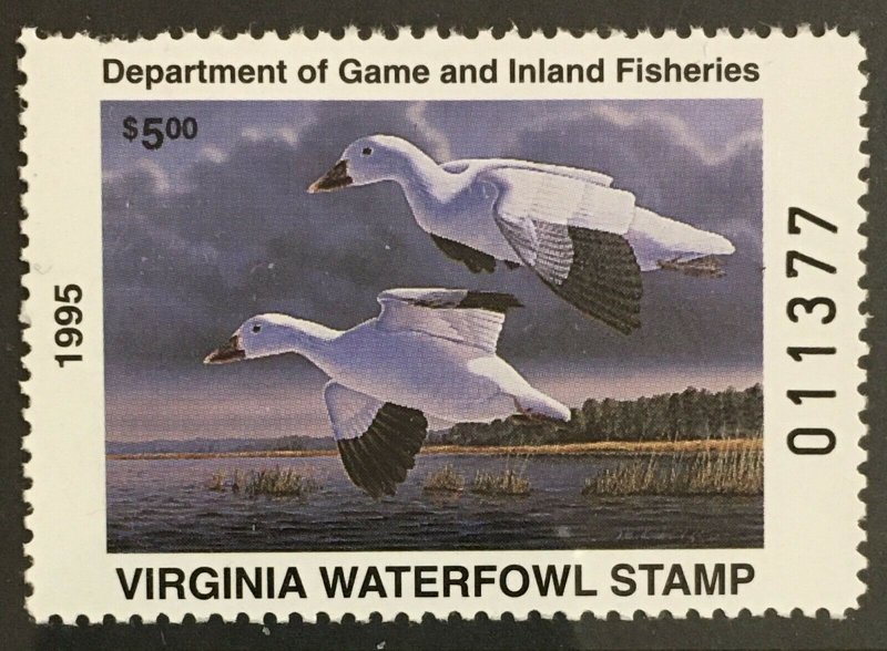 1995 Virginia State Duck stamp MNH, VA8, $5 FV