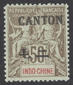 France-Offices in China Canton Sc# 27 MH 1904 50c brown, azure Overprint