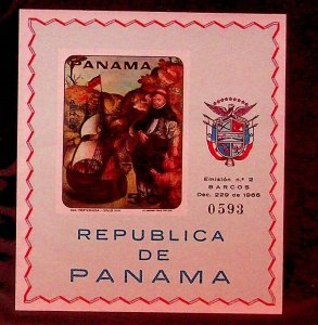 PANAMA Sc 485F NH IMPERF SOUVENIR SHEET OF 1968 - ART