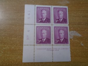 Canada  #  286  LL  # 4  Plate Block