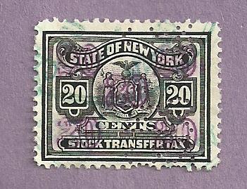 New York Used 20 Cent Stock Transfer Stamp #6