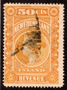 van Dam NFR4, 50c Orange, used, Inland Revenue, Victoria, Newfoundland, Canada