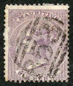 Mauritius SG63 6d Dull Violet Wmk Crown CC Cat 50 Pounds