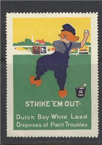 Early 1900s Dutch Boy White Lead Paint Cleaner Ad Poster Stamp  (AW40)