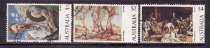 Australia-Sc#573,575-6- id10-used dollar values-Paintings-1971-