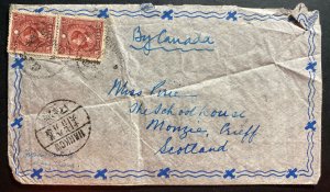 1930s Iohang China Airmail Cover To School House Monzie Scotland By Canada