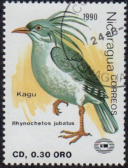 Nicaragua 1817 - Cto - 30c Kagu (Bird) (1990) (cv $0.60) (1)