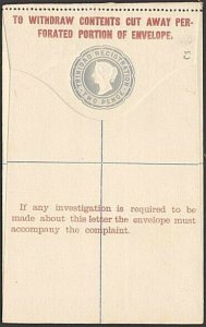 TRINIDAD QV 2d registered envelope fine unused..............................6115