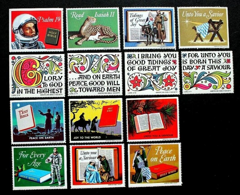 US Religious Cinderella Christmas Stamps American Bible Society 4 Diff. Years