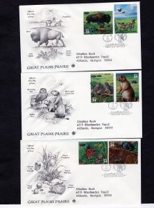 3506a-j Great Plains Prairie, set/5 FDC PCS addressed