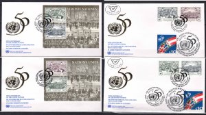 UNITED NATIONS STAMPS. 50th ANNIV. SERIES 4 FD COVERS, 1995