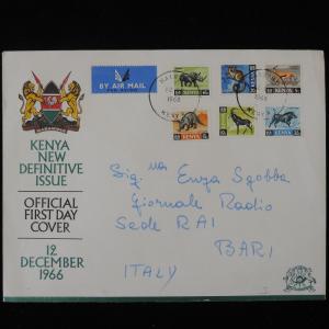 ZS-Y648 WILD ANIMALS - Kenya, 1966 Fdc, Airmail To Italy Cover