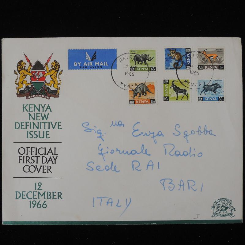 ZS-Y648 WILD ANIMALS - Kenya, 1966 Fdc, Airmail To Italy Cover