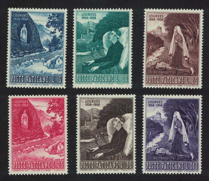 Vatican Apparition of the Virgin Mary at Lourdes 6v 1958 MNH SC#233-238
