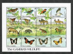 Gambia Sc#1064 M/NH/VF, Souv. Sheet Wildlife, Cv. $25